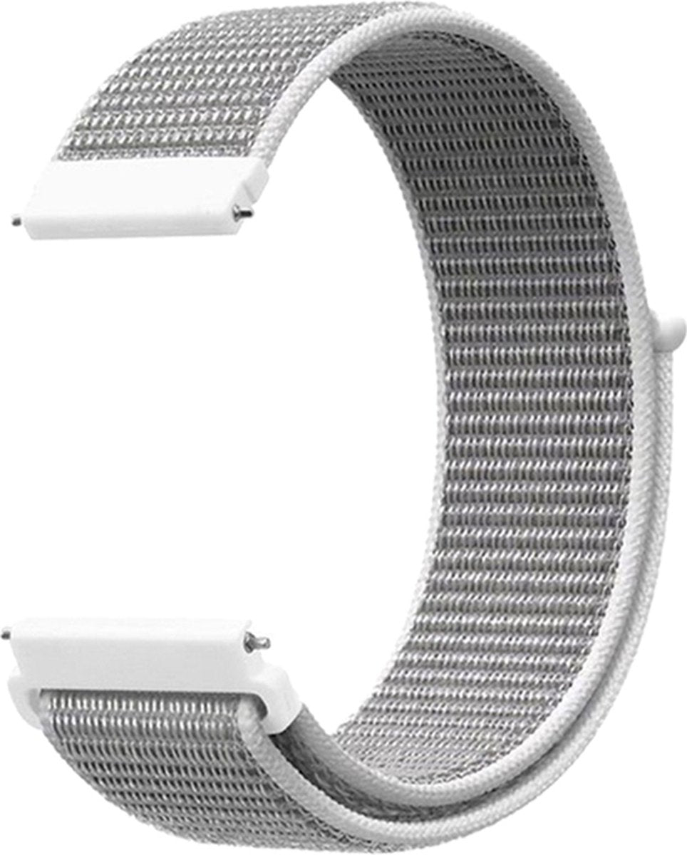 YONO Nylon Velcro Smartwatch Bandje 20mm - Horlogebandje geschikt voor Samsung Galaxy Watch 7 / 6 / 5 / Pro / 4 / 3 / Active 2 - Polar Ignite / Unite – Huawei - Grijs