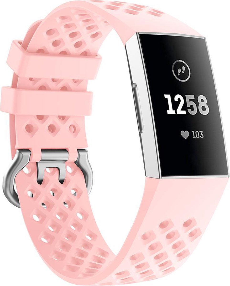 YONO Bandje geschikt voor Fitbit Charge 4/3 – Sport Air – Lichtroze – Large