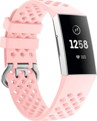 YONO Bandje geschikt voor Fitbit Charge 4/3 – Sport Air – Lichtroze – Large