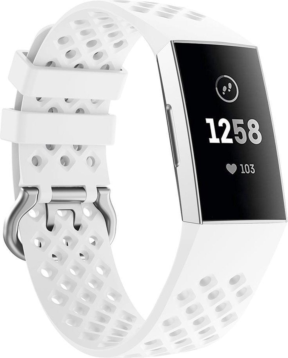 YONO Bandje geschikt voor Fitbit Charge 4/3 – Sport Air - Wit – Large