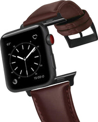 YONO Klassiek Leer Bandje geschikt voor Apple Watch - 38 mm - 40 - 41 - Luxe Lederen iWatch Armband - Rood Bruin
