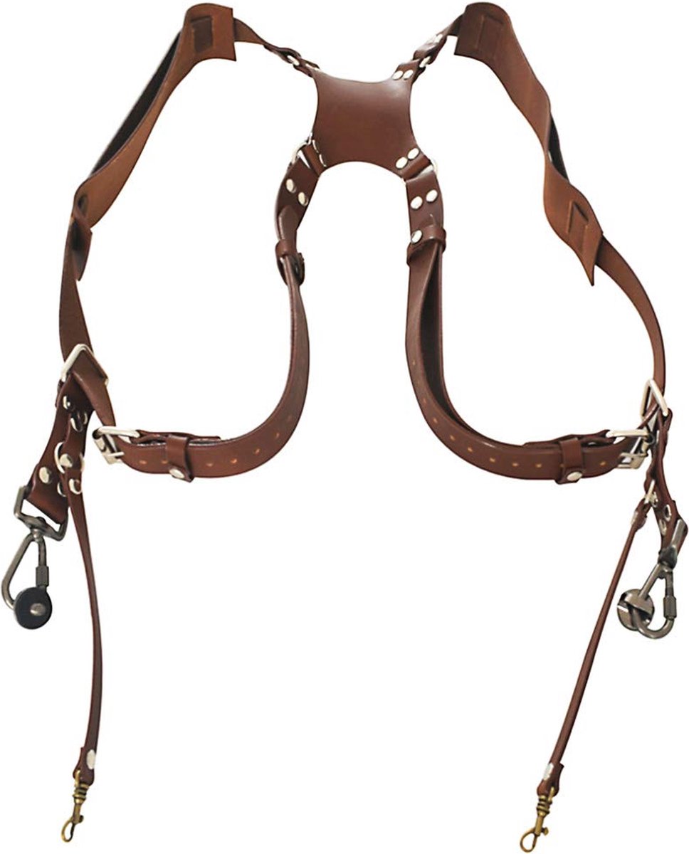 YONO Lederen Camera Harnas voor Systeemcamera - Dual Strap Camera Riem - Geschikt voor DSLR Canon / Nikon / Sony - Leer Bruin