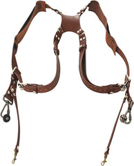 YONO Lederen Camera Harnas voor Systeemcamera - Dual Strap Camera Riem - Geschikt voor DSLR Canon / Nikon / Sony - Leer Bruin