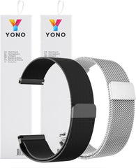 YONO Milanees Bandjes geschikt voor Samsung Galaxy Watch 6/5/4 - Zwart en Zilver - 2 Stuks