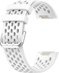 YONO Sport Air Bandje geschikt voor Fitbit Charge 5 / 6 - Vervangende Siliconen Armband Strap - Wit