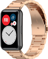YONO Schakel Bandje geschikt voor Huawei Watch Fit - Stalen RVS Armband - Rose Gold