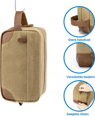 YONO Toilettas Heren - Travel Organizer Etui - Oxford Stof - Lichtbruin