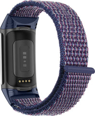 YONO Nylon Velcro Bandje geschikt voor Fitbit Charge 5 / 6 - Vervangende Armband Strap - Donkerblauw