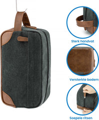 YONO Toilettas Heren - Travel Organizer Etui - Oxford Stof - Donkergrijs