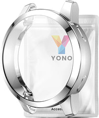 YONO Full Cover Bumper geschikt voor Garmin Venu 2 / Vivoactive 4 - Siliconen Case Screen Protector Hoesje - Zilver