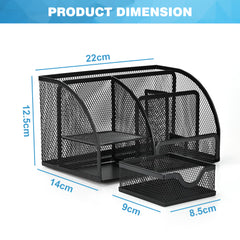 YONO Bureau Houder Organizer - Pennen Bakje met Lade - Pennenhouder - Metaal - Zwart