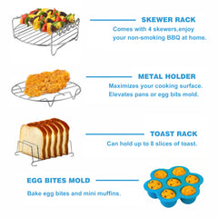 YONO Airfryer Accessoires Set XL Universeel - Ø 20cm - 18 Delig