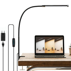 YONO Bureaulamp met Klem - LED Bureau Lamp - Flexibel Verstelbaar - Verlichting Dimbaar - Klemlamp - Bedlamp - Zwart