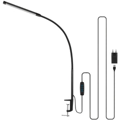 YONO Bureaulamp met Klem - LED Bureau Lamp - Flexibel Verstelbaar - Verlichting Dimbaar - Klemlamp - Bedlamp - Zwart