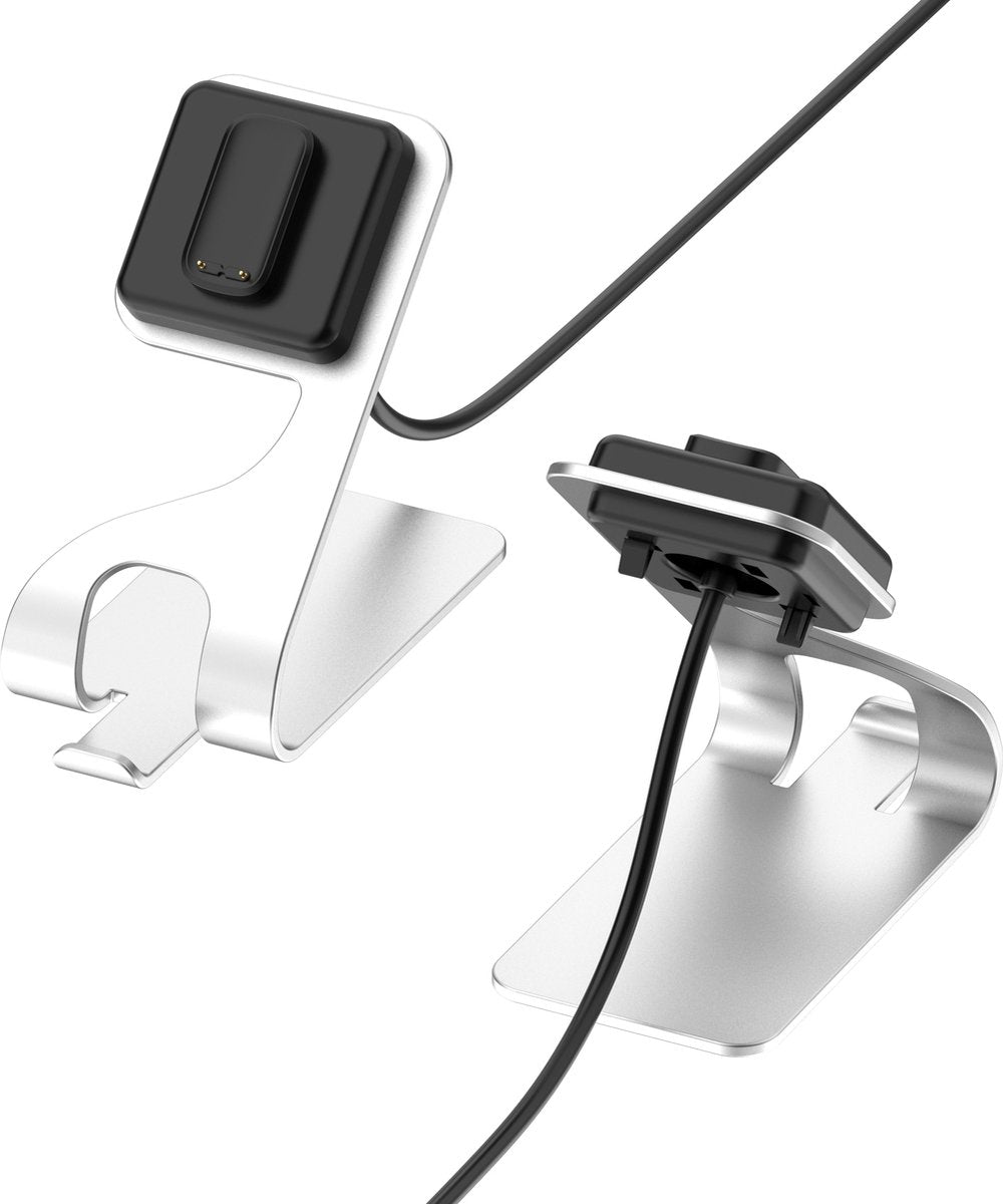 YONO Oplader Dock geschikt voor Fitbit Charge 5 / 6 / Fitbit Luxe - Oplaadstation en Houder - Oplaadkabel - Zilver