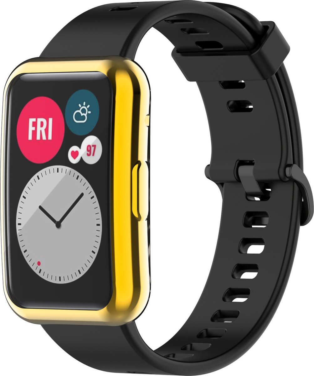 YONO Bumper geschikt voor Oppo Watch Free - Full Cover Soft Case - Screen Protector Hoesje - Goud