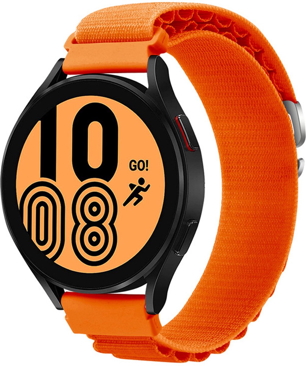 YONO Nylon Loop Bandje 20mm - Horlogebandje geschikt voor Samsung Galaxy Watch 7/6/5 / Pro / 4 / 3 / Active 2 - Polar Ignite / Unite – Huawei - Oranje