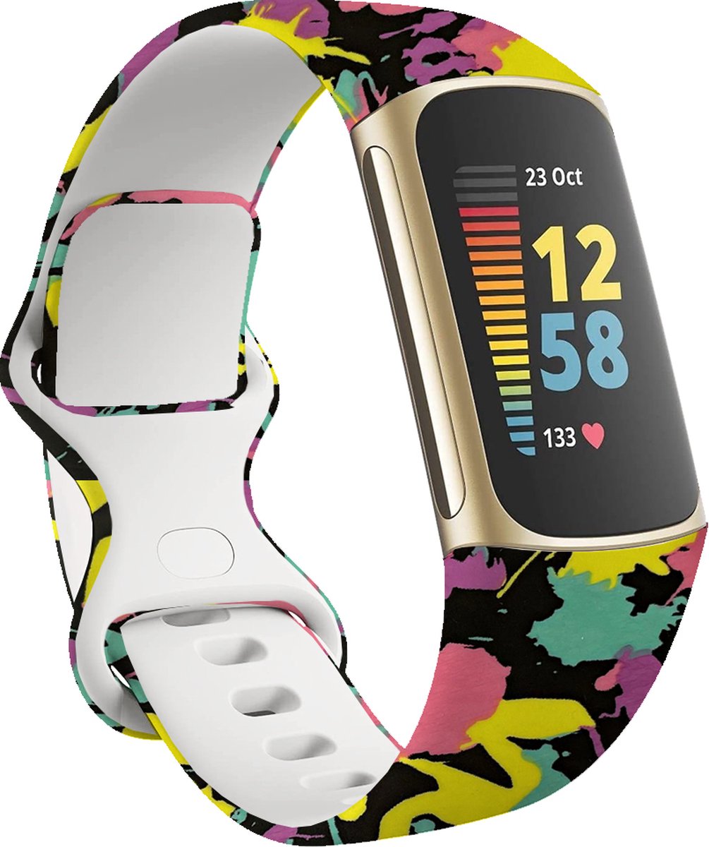 YONO Special Siliconen Bandje geschikt voor Fitbit Charge 5 / 6 - Retro - Small
