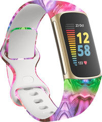YONO Special Siliconen Bandje geschikt voor Fitbit Charge 5 / 6 - Regenboog - Large