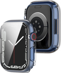 YONO Screen Protector Case geschikt voor Apple Watch Series 7 / 8 / 9 (45 mm) - Full Cover Bumper Hoesje iWatch - Transparant