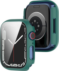 YONO Screen Protector Case geschikt voor Apple Watch Series 7 / 8 / 9 (45 mm) - Full Cover Bumper Hoesje iWatch - Groen