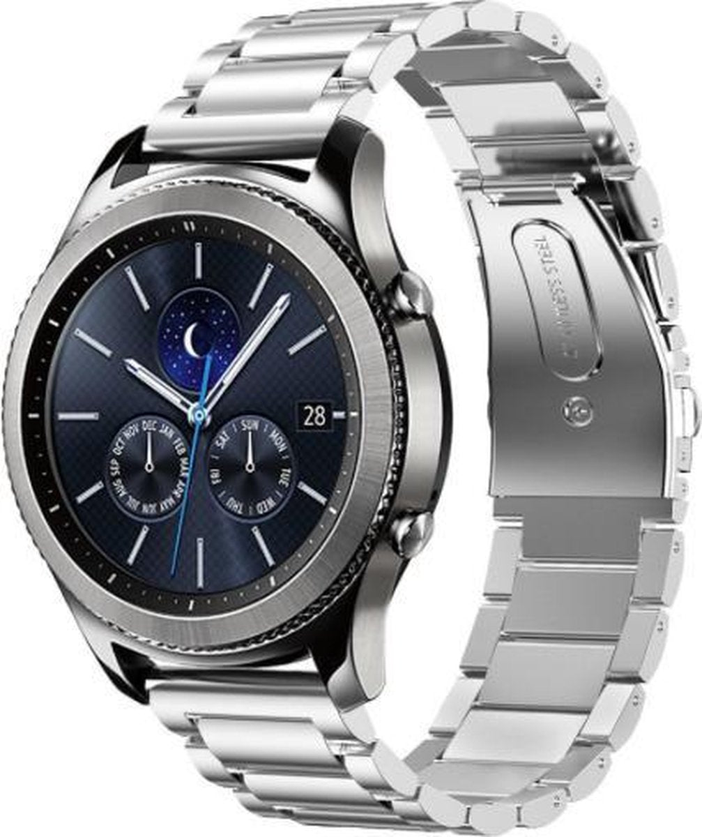 YONO Metalen Band Zilver geschikt voor Samsung Gear S3 en Galaxy Watch 46mm – Vervangende Schakel Armband
