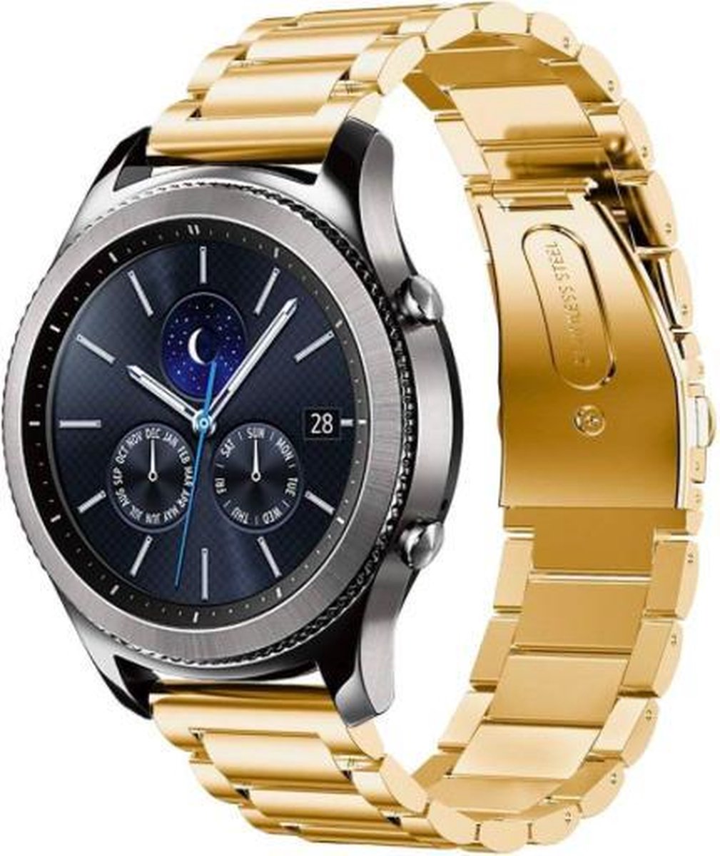 YONO Metalen Bandje Goud geschikt voor Samsung Gear S3 en Galaxy Watch 46mm – Vervangende Schakel Armband