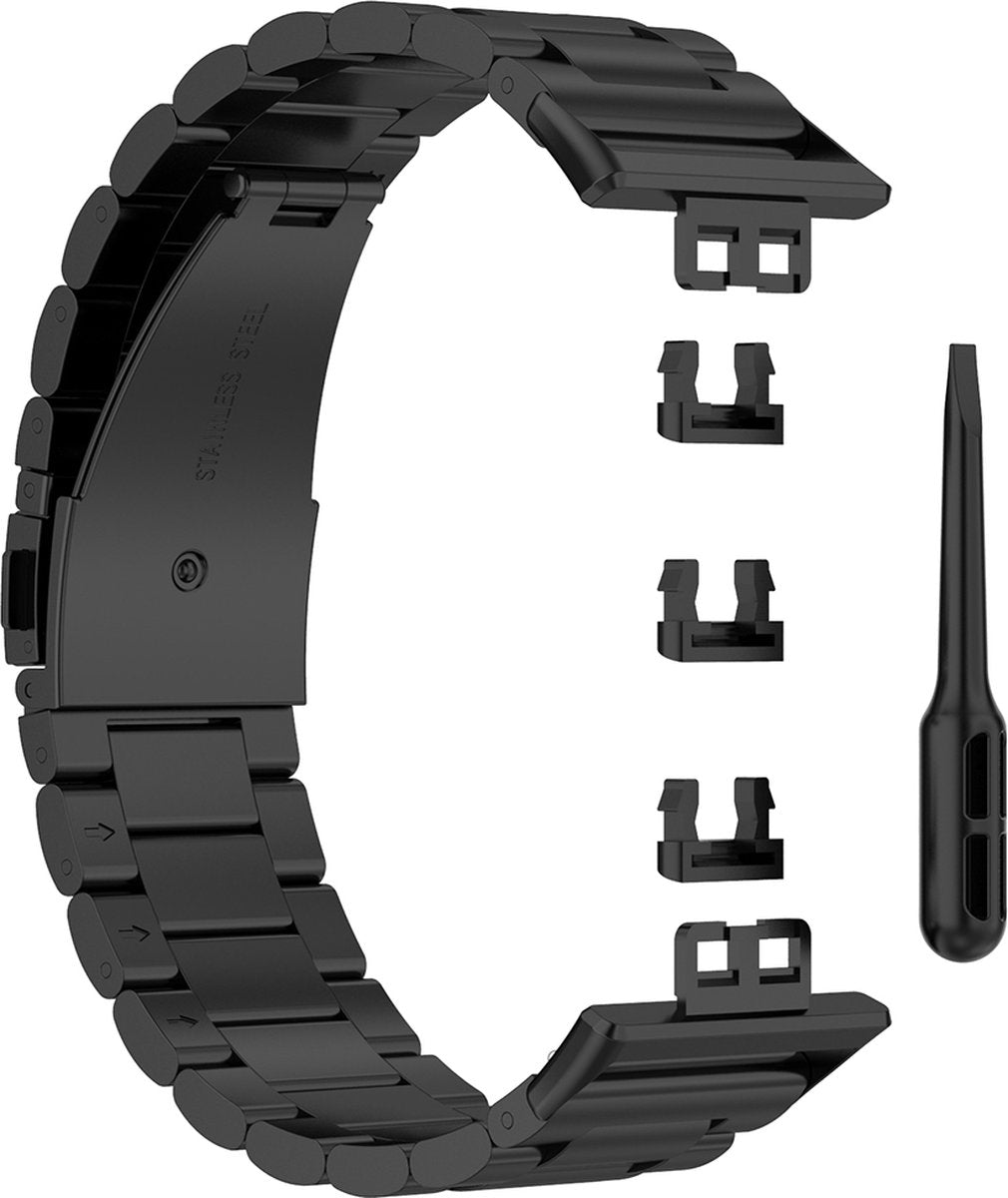 YONO Schakel Bandje geschikt voor Huawei Watch Fit - Stalen RVS Armband - Zwart