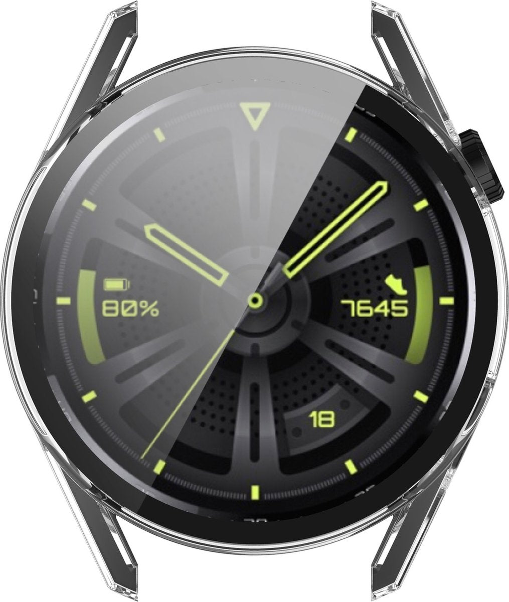 YONO Case geschikt voor Huawei Watch GT 3 - 46mm - Screen Protector Hoesje - Full Cover Bumper - Transparant