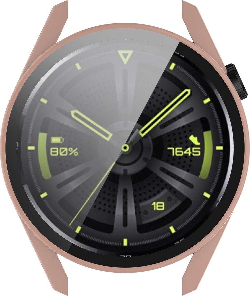 YONO Case geschikt voor Huawei Watch GT 3 - 42mm - Screen Protector Hoesje - Full Cover Bumper - Lichtroze