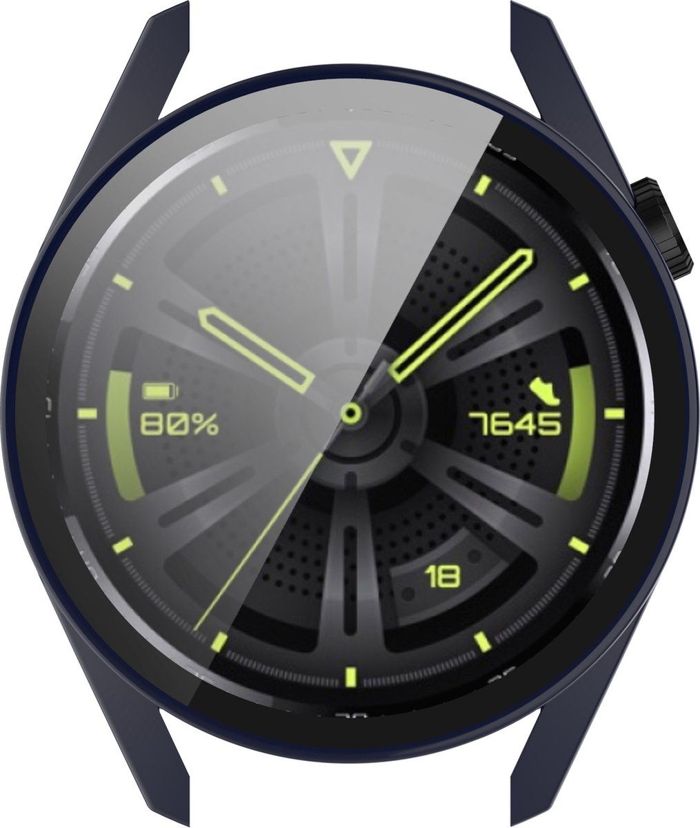 YONO Case geschikt voor Huawei Watch GT 3 - 42mm - Screen Protector Hoesje - Full Cover Bumper - Donkerblauw