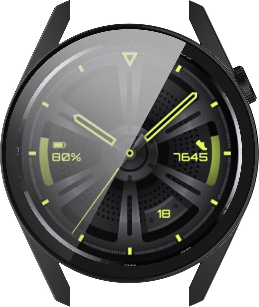 YONO Case geschikt voor Huawei Watch GT 3 - 42mm - Screen Protector Hoesje - Full Cover Bumper - Zwart