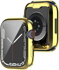 YONO Full Cover Bumper geschikt voor Apple Watch Series 7 / 8 / 9 (41 mm) - Screen Protector Hoesje iWatch - Goud