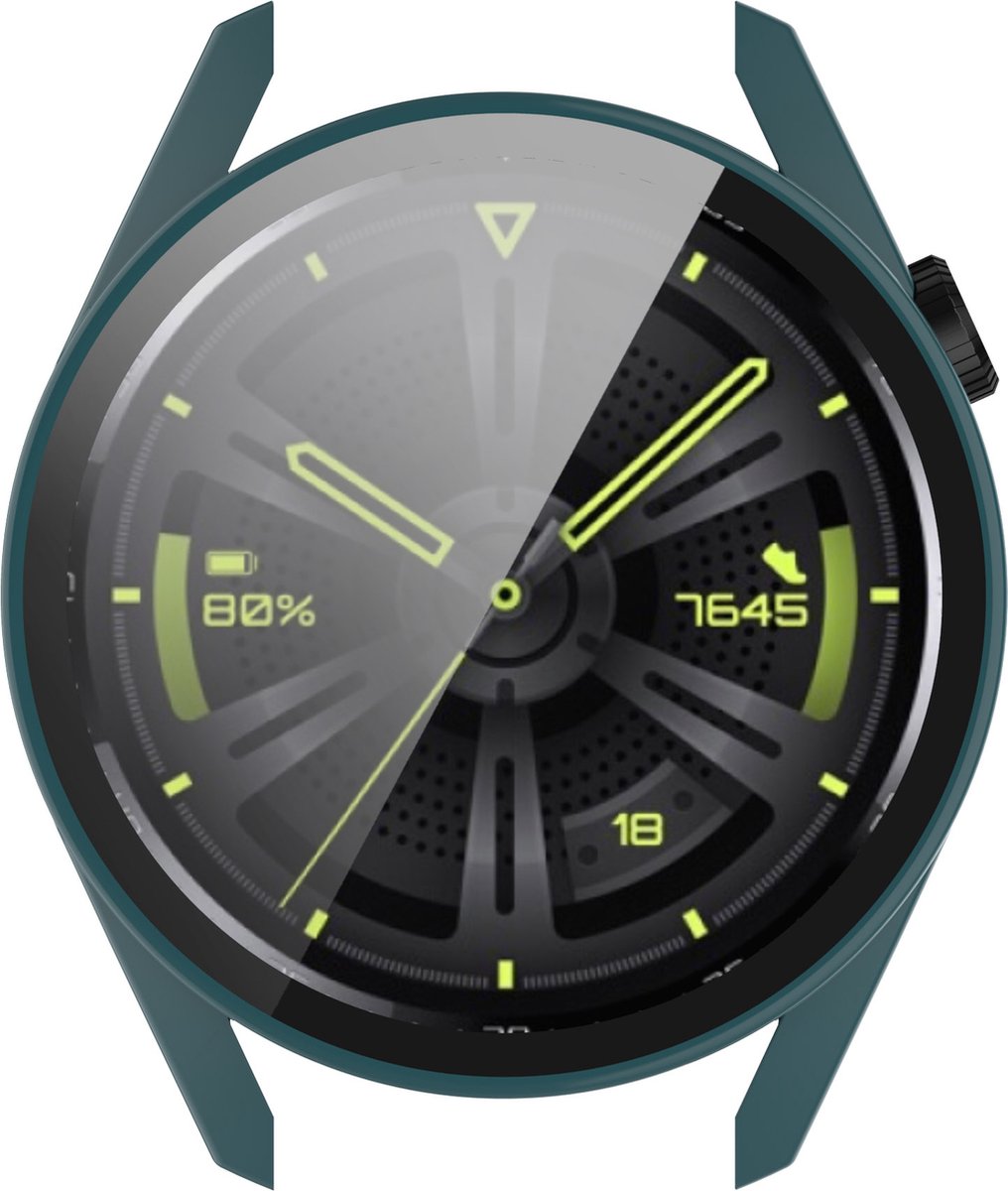 YONO Case geschikt voor Huawei Watch GT 3 - 42mm - Screen Protector Hoesje - Full Cover Bumper - Donkergroen