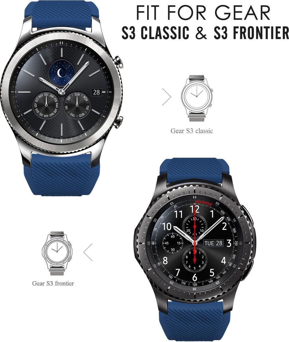 YONO Classic Bandje 22mm - Horlogebandje geschikt voor Samsung Galaxy Watch 46mm / 3 (45mm) / Gear s3 - Polar Vantage M2 / Grit X - Huawei Watch GT 3 (pro) / 2 - Amazfit GTR - Donkerblauw