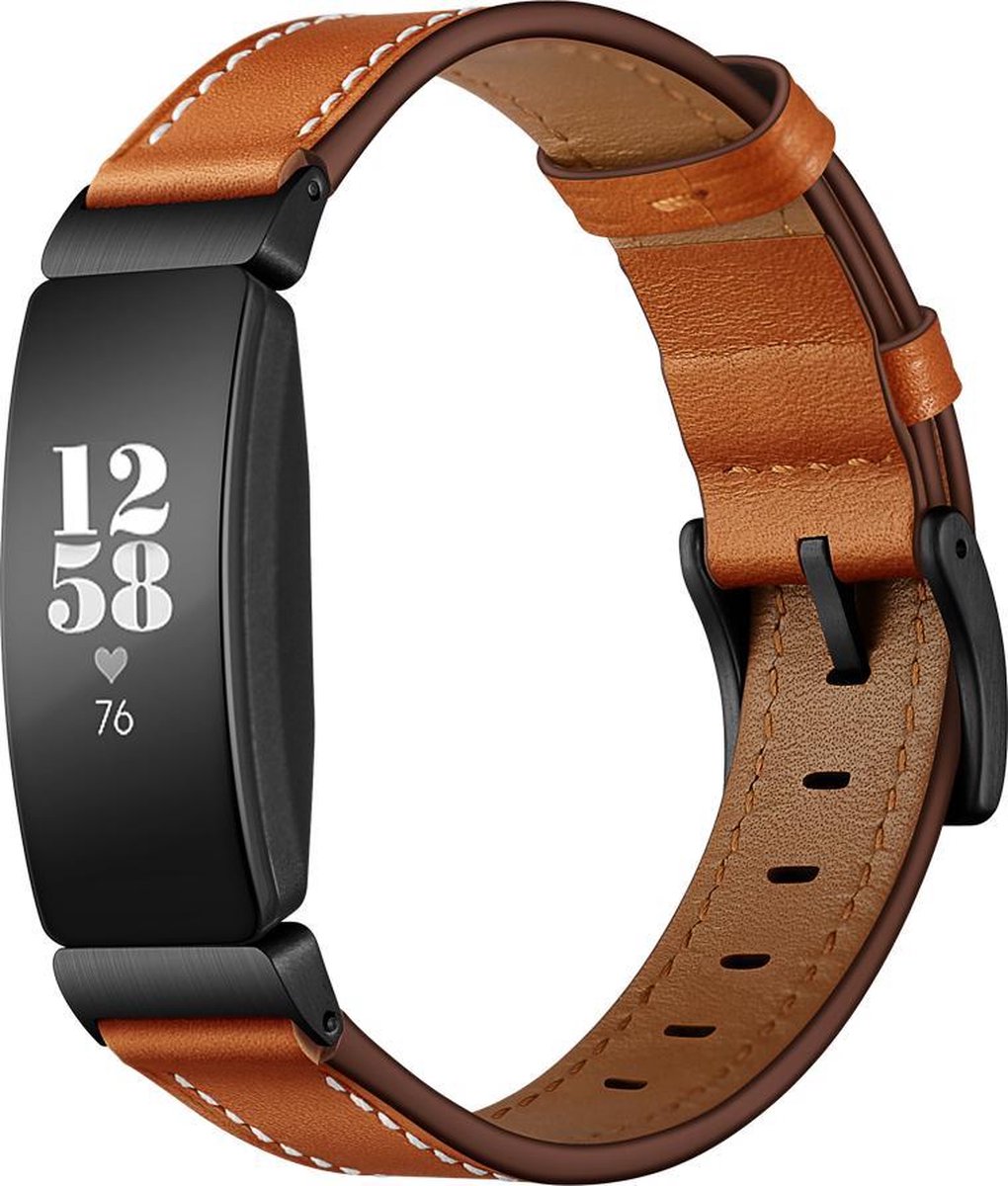 YONO Bandje geschikt voor Fitbit Inspire/HR/2 - Leer - Bruin