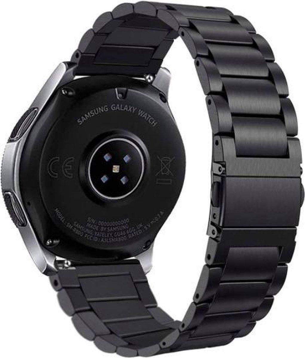 YONO Schakel Bandje 20mm - Luxe Stalen Horlogebandje geschikt voor Samsung Galaxy Watch 7 / 6 / 5 / Pro / 4 / 3 / Active 2 - Polar Ignite / Unite – Huawei - Zwart