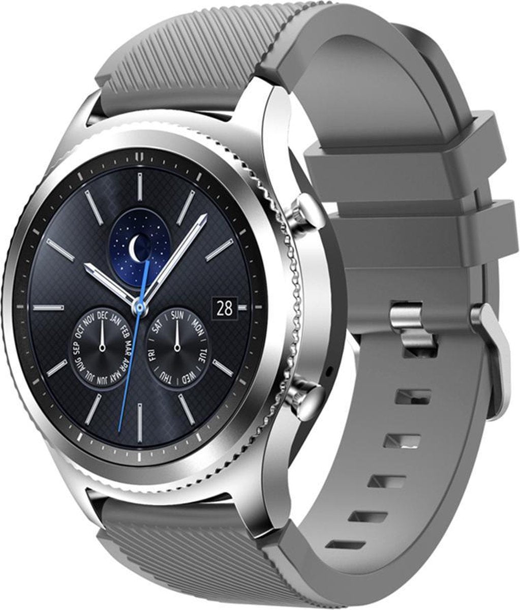 YONO Classic Bandje 22mm - Horlogebandje geschikt voor Samsung Galaxy Watch 46mm / 3 (45mm) / Gear s3 - Polar Vantage M2 / Grit X - Huawei Watch GT 3 (pro) / 2 - Amazfit GTR - Grijs