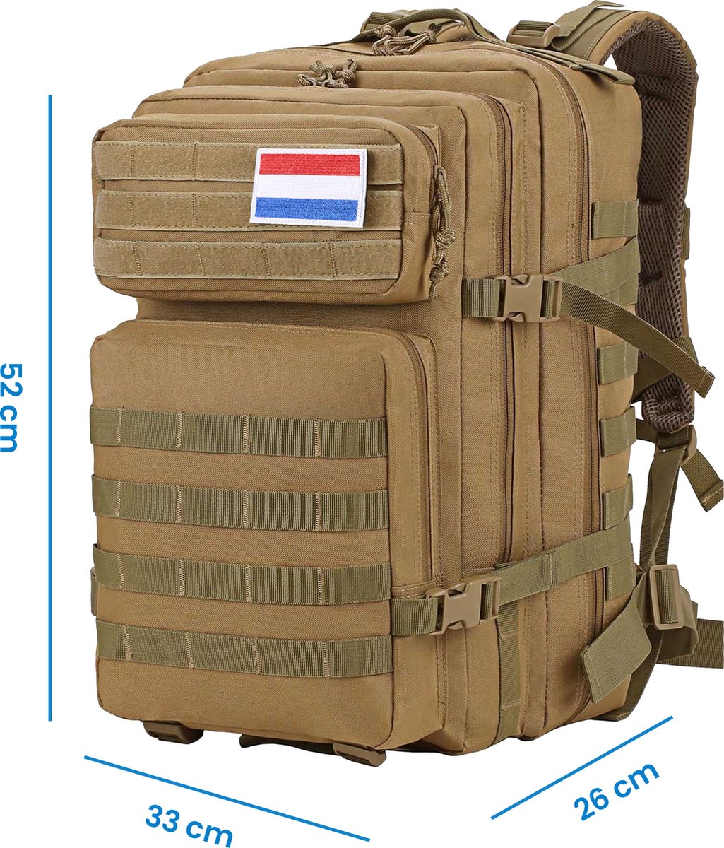 YONO Tactical Backpack Militaire Rugzak - Tactische Wandelrugzak Leger - 45L - Lichtbruin