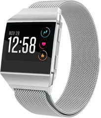 YONO Milanees Bandje Zilver geschikt voor Fitbit Ionic - Vervangende RVS Armband met Magneetsluiting – M/L