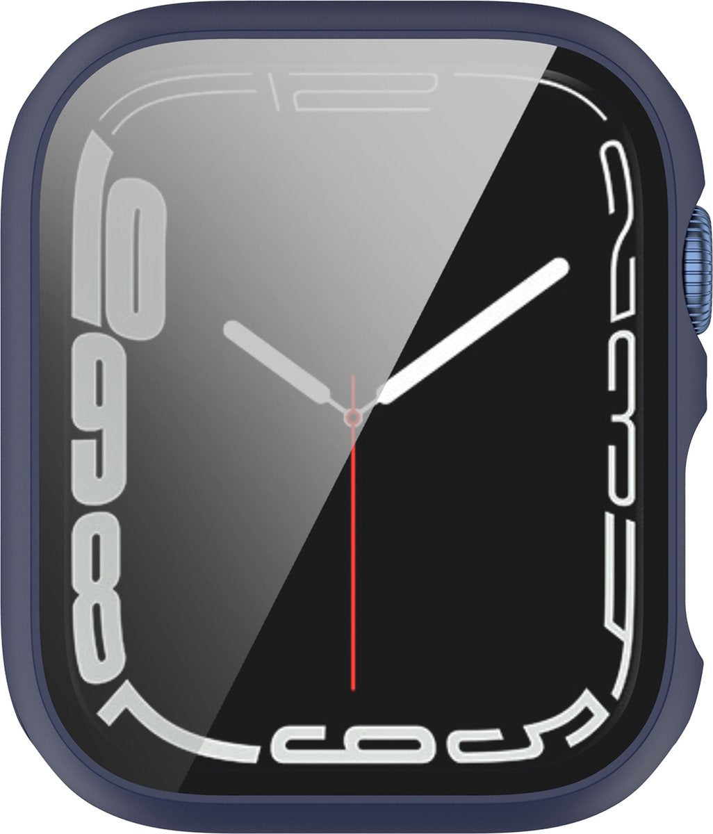 YONO Screen Protector Case geschikt voor Apple Watch Series 7 / 8 / 9 (41 mm) - Full Cover Bumper Hoesje iWatch - Donkerblauw