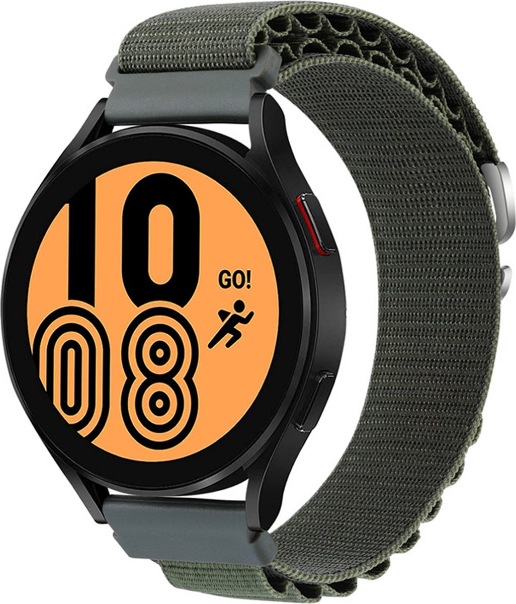 YONO Nylon Loop Bandje 20mm - Horlogebandje geschikt voor Samsung Galaxy Watch 7/6/5 / Pro / 4 / 3 / Active 2 - Polar Ignite / Unite – Huawei - Donkergroen