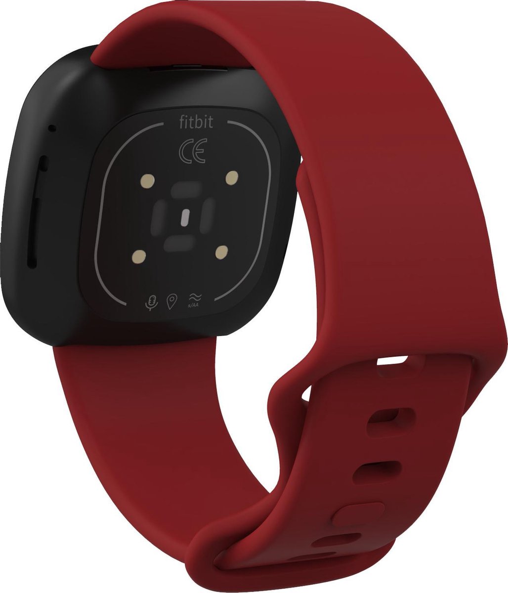 YONO Bandje geschikt voor Fitbit Versa 4 / 3 / Sense – Siliconen – Donkerrood – Small