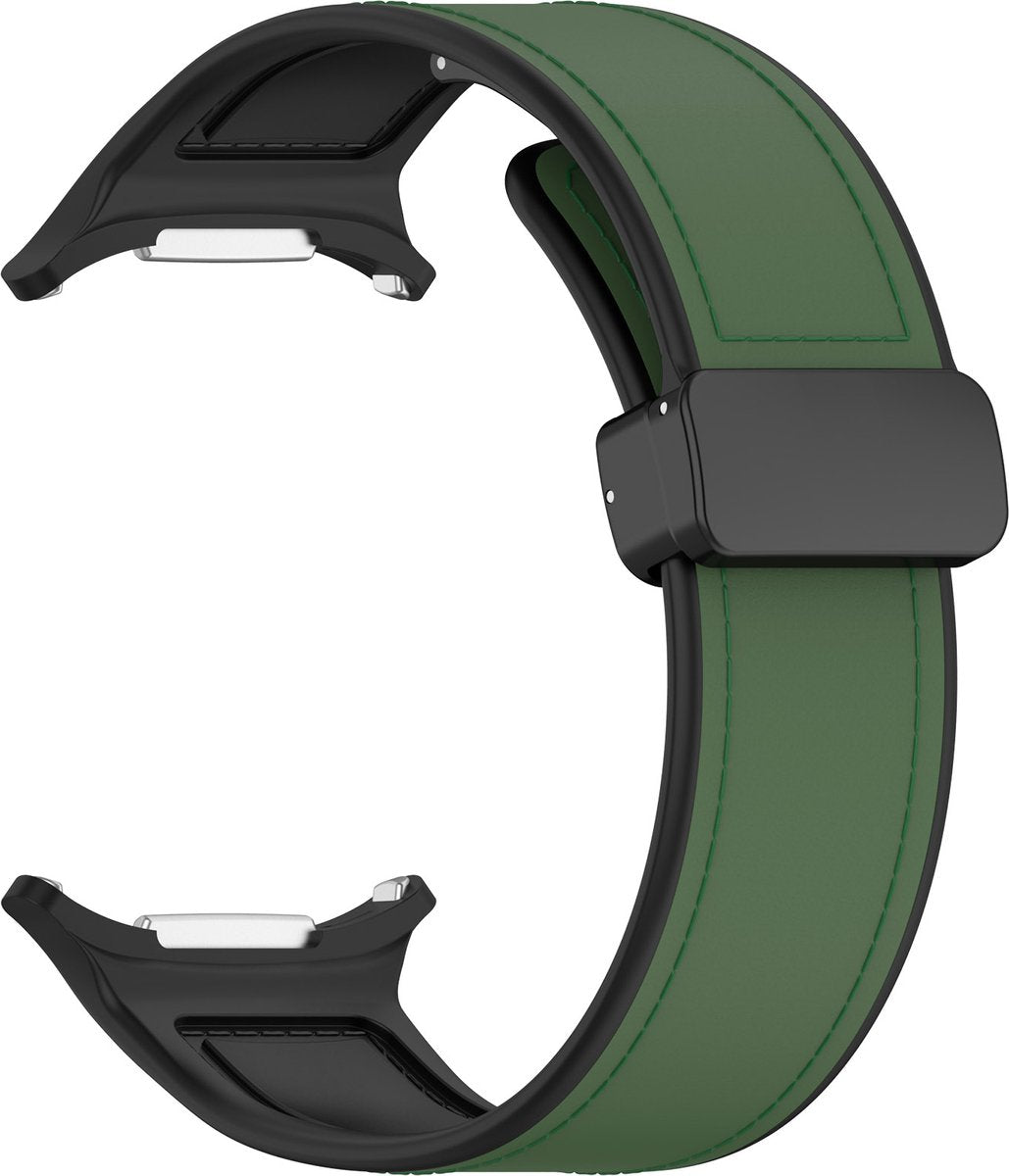 YONO Sport Leren Bandje geschikt voor Samsung Galaxy Watch Ultra 47mm - Siliconen en Leer Horlogebandje - Donkergroen