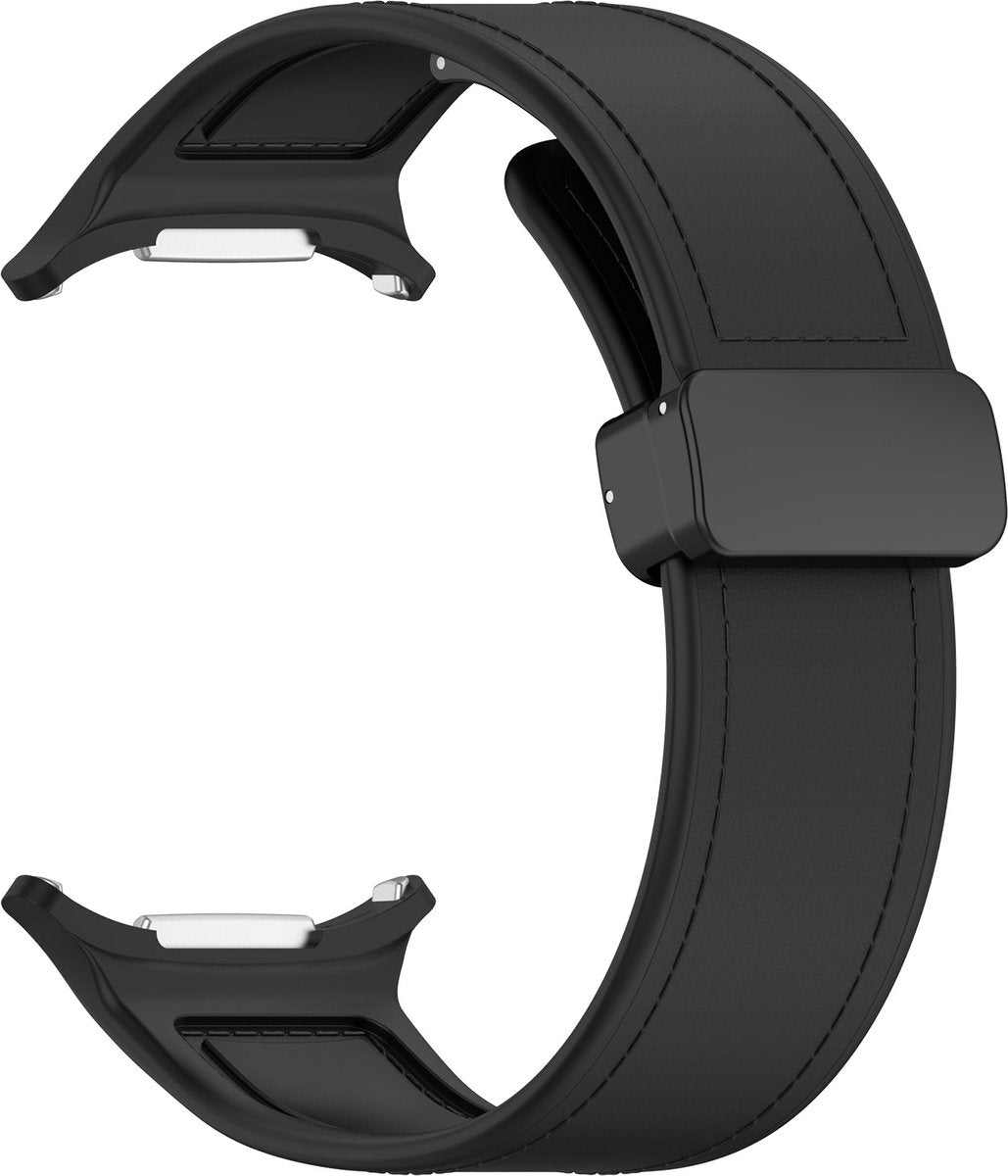 YONO Sport Leren Bandje geschikt voor Samsung Galaxy Watch Ultra 47mm - Siliconen en Leer Hybride Horlogebandje - Zwart