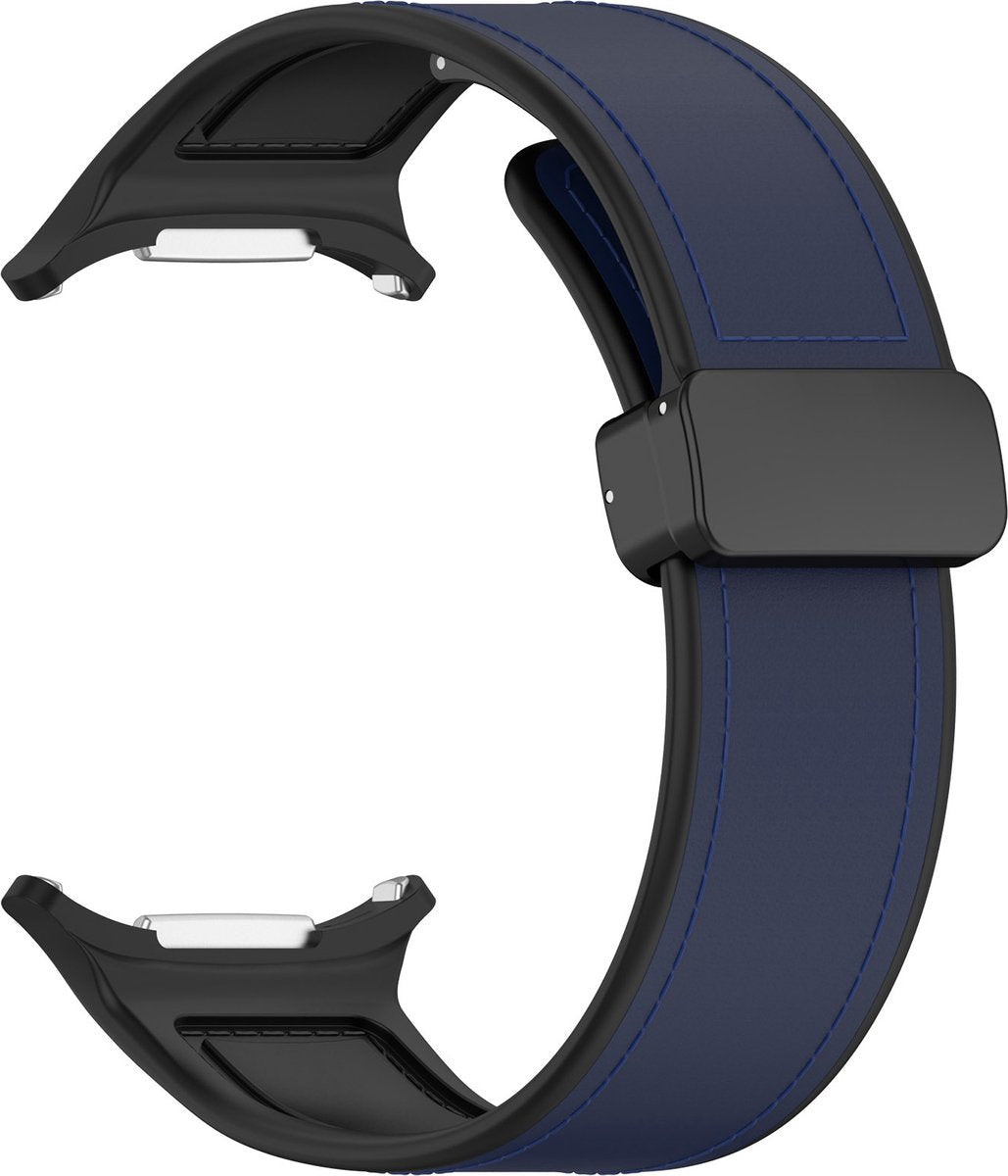 YONO Sport Leren Bandje geschikt voor Samsung Galaxy Watch Ultra 47mm - Siliconen en Leer Horlogebandje - Donkerblauw