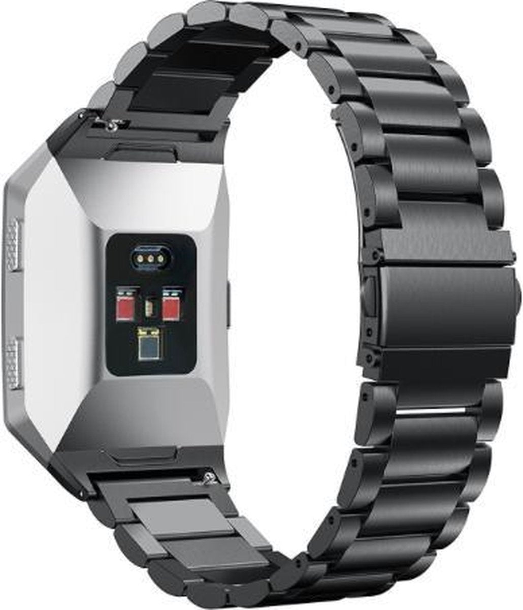 Metalen Armband geschikt voor FitBit Ionic – Premium RVS Schakel Bandje Zwart
