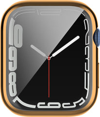 YONO Full Cover Bumper geschikt voor Apple Watch Series 7 / 8 / 9 (45 mm) - Screen Protector Hoesje iWatch - Rose Goud