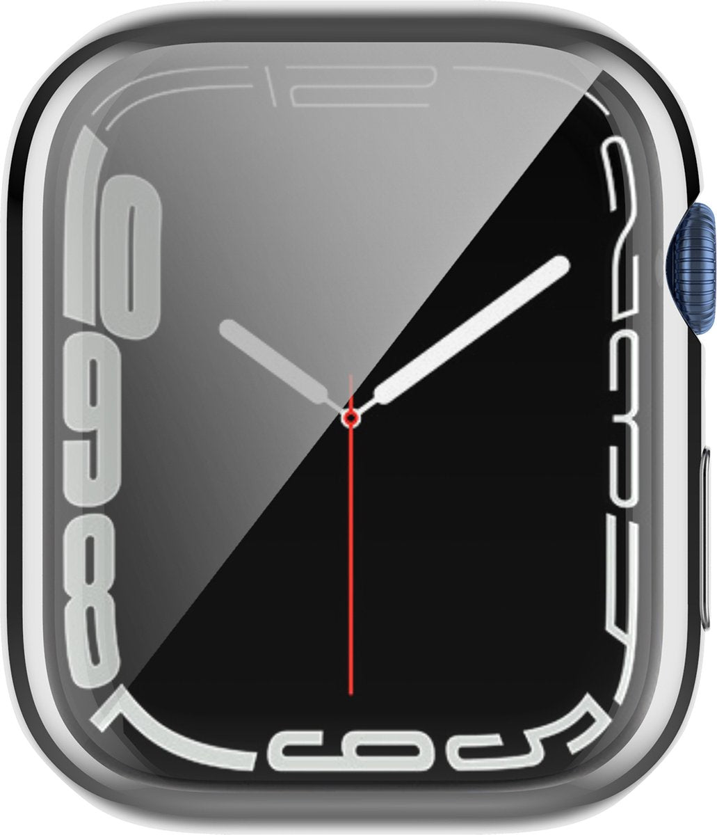 YONO Full Cover Bumper geschikt voor Apple Watch Series 7 / 8 / 9 (41 mm) - Screen Protector Hoesje iWatch - Zilver