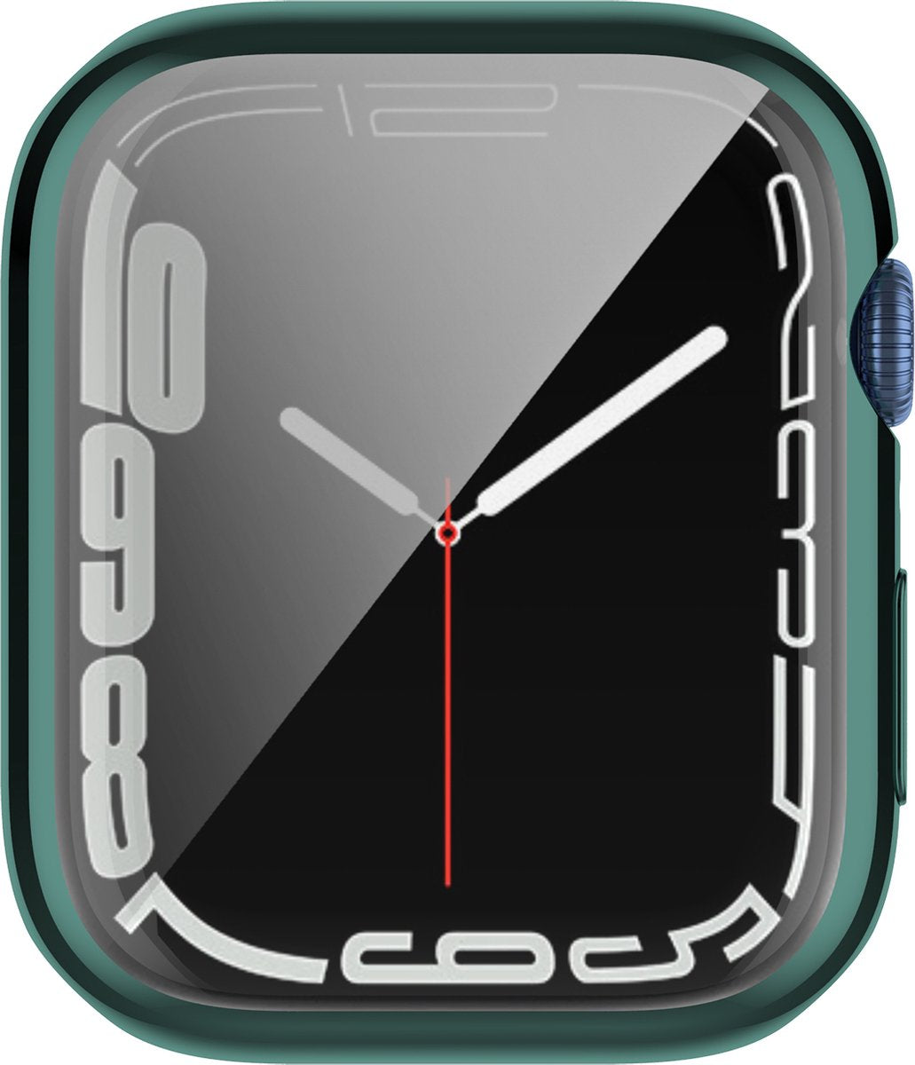 YONO Full Cover Bumper geschikt voor Apple Watch Series 7 / 8 / 9 (45 mm) - Screen Protector Hoesje iWatch - Groen